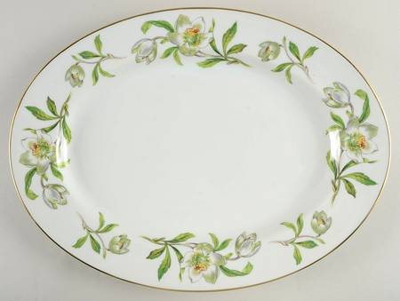 Snow Rose 14" Oval Serving Platter