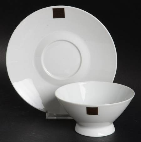 Solitaire Footed Cream Soup Bowl & Saucer Set