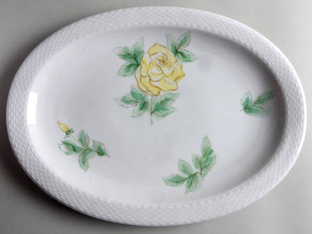 Springtime (Yellow Rose) 14" Oval Serving Platter
