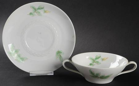 Springtime (Yellow Rose) Flat Cream Soup Bowl & Saucer Set