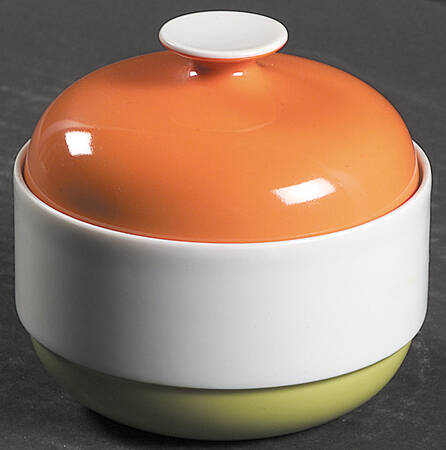 Springtime White (Yellow Inner Ring) Sugar Bowl & Lid