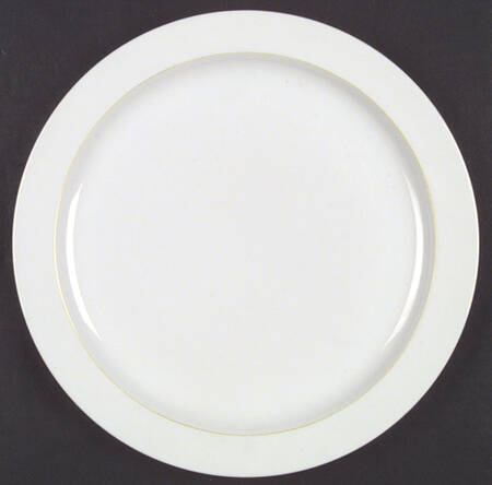 Springtime White (Yellow Inner Ring) Dinner Plate