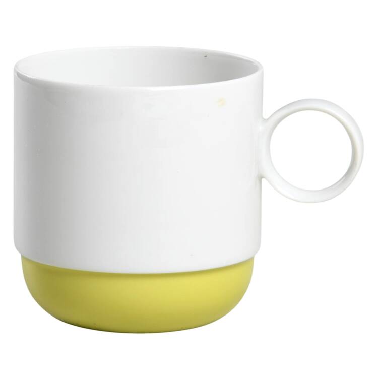 Springtime White (Yellow Inner Ring) Flat Cup