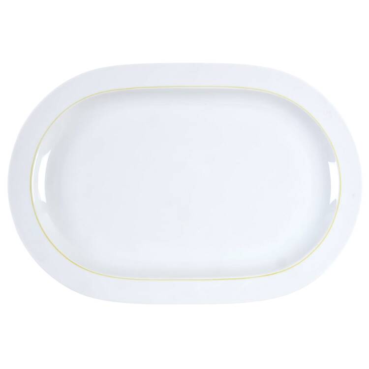 Springtime White (Yellow Inner Ring) 15" Oval Serving Platter