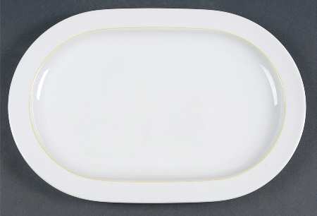 Springtime White (Yellow Inner Ring) 13" Oval Serving Platter