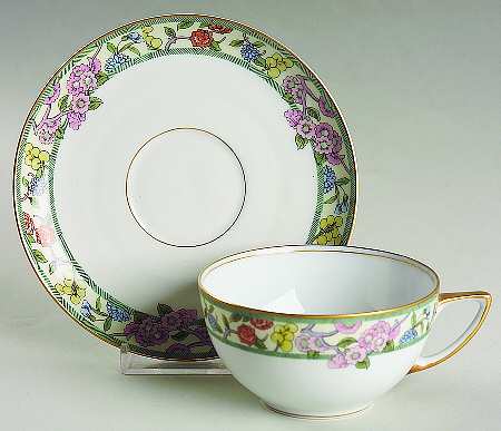 Springtime Multicolor Flat Cup & Saucer Set