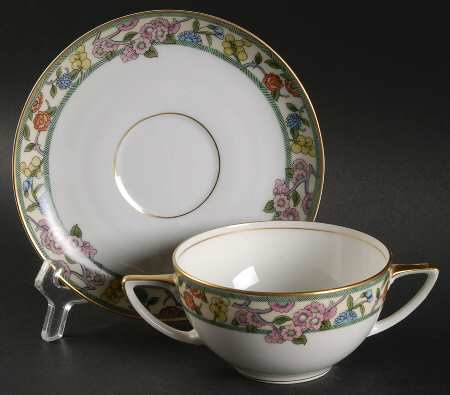 Springtime Multicolor Flat Bouillon Cup & Saucer