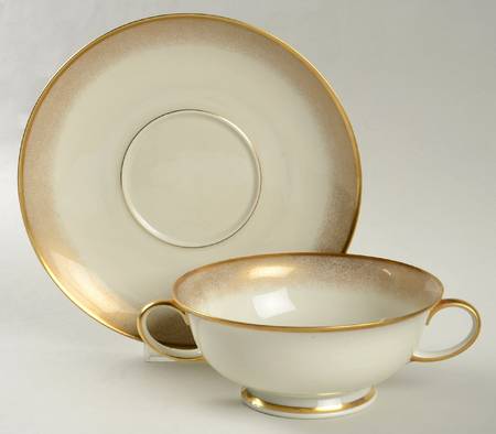 Stardust (Rim) Footed Cream Soup Bowl & Saucer Set