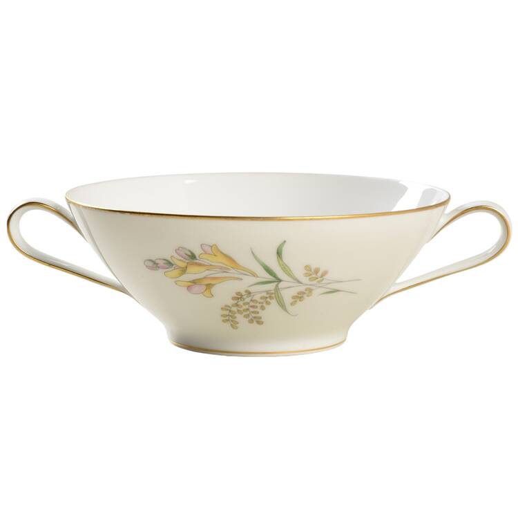 Summer Blossoms White Flat Cream Soup Bowl