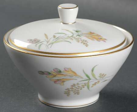 Summer Blossoms White Sugar Bowl & Lid