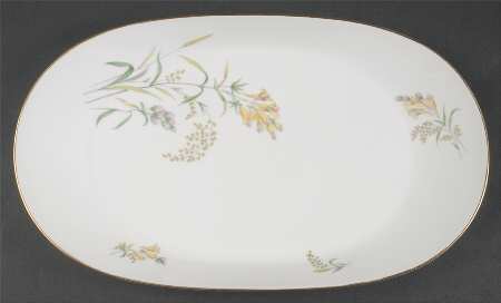 Summer Blossoms White 15" Oval Serving Platter