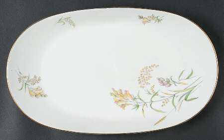 Summer Blossoms White 14" Oval Serving Platter