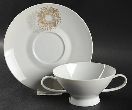 Sunburst Footed Cream Soup Bowl & Saucer Set