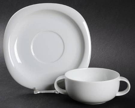 Suomi White Flat Cream Soup Bowl & Saucer Set