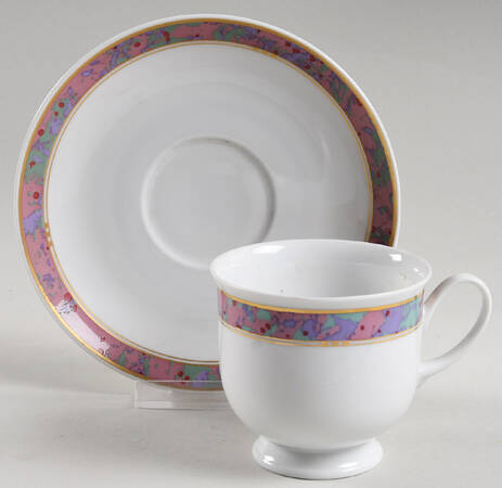 Symphony (Donatello, Pink & Green) Footed Cup & Saucer Set