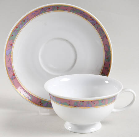 Symphony (Donatello, Pink & Green) Footed Cup & Saucer Set