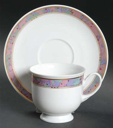 Symphony (Aida, Pink & Green) Footed Cup & Saucer Set