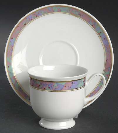 Symphony (Aida, Pink & Green) Footed Cup & Saucer Set