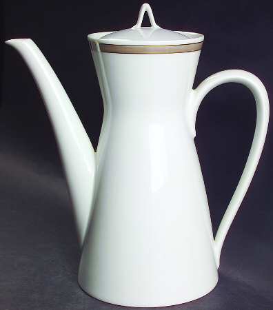 Taupe Band Coffee Pot & Lid