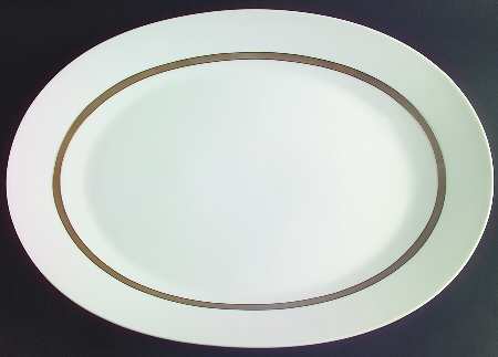 Taupe Band 17" Oval Serving Platter