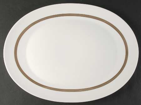 Taupe Band 15" Oval Serving Platter