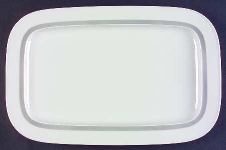 Variations White Rim with Gray (Gray Band) 15" Oval Serving Platter