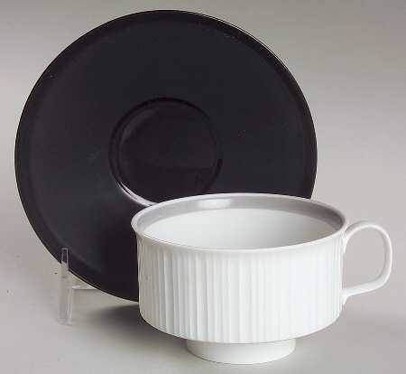 Variations White Rim with Gray (Gray Band) Flat Cup & Saucer Set
