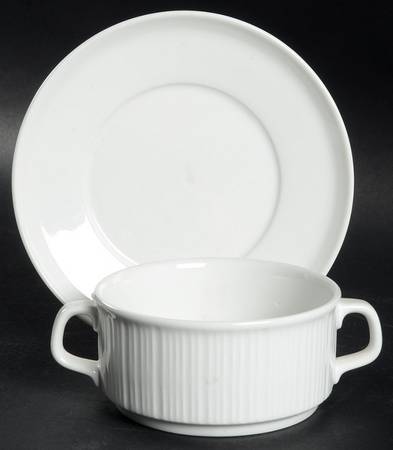Variation White (Restaurant) Footed Cream Soup Bowl & Saucer Set