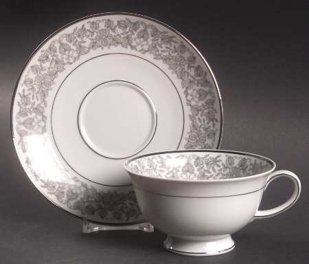 Venetian (Platinum Trim) Footed Cup & Saucer Set