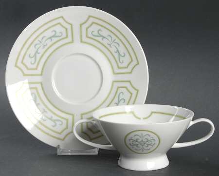 Versailles (No Trim) Footed Cream Soup Bowl & Saucer Set