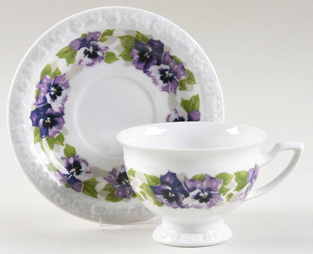 Violets Footed Cup & Saucer Set