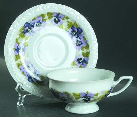 Violets Footed Cup & Saucer Set