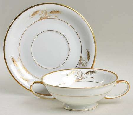 Wheatfield Footed Cream Soup Bowl & Saucer Set