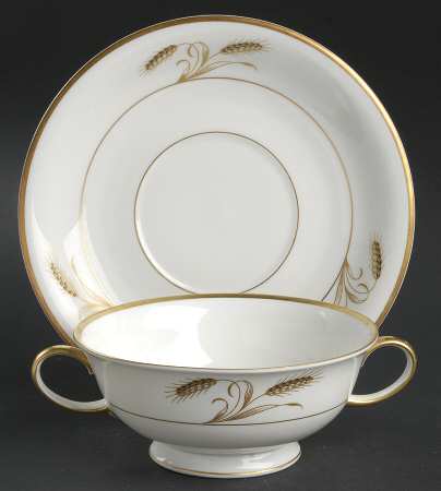 Wheatfield Footed Cream Soup Bowl & Saucer Set
