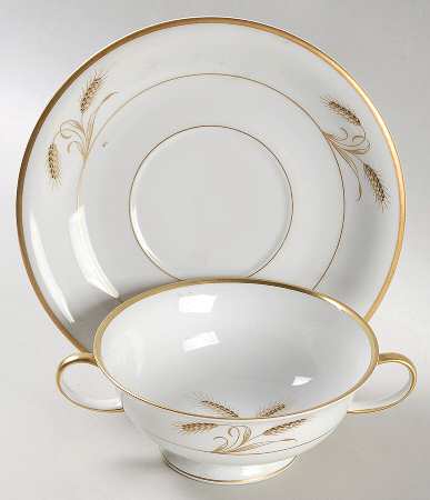 Wheatfield Footed Cream Soup Bowl & Saucer Set