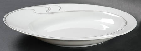 White Gold Rim Soup Bowl