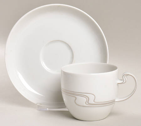 White Gold Flat Cup & Saucer Set