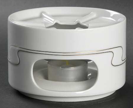 White Gold China Warmer Stand