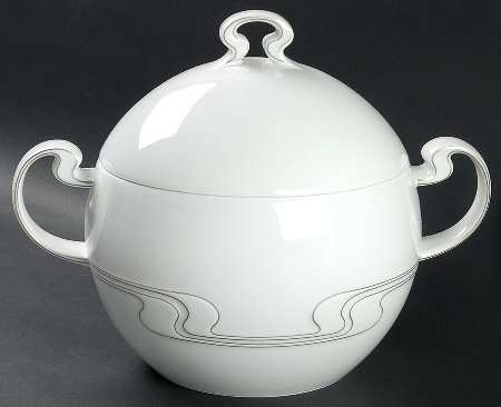 White Gold Round Covered Vegetable