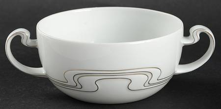 White Gold Flat Cream Soup Bowl
