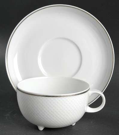 White Gold (Century Shape) Footed Cup & Saucer Set
