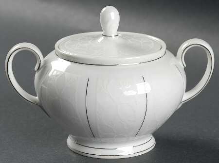 White Velvet (Platinum) Sugar Bowl & Lid