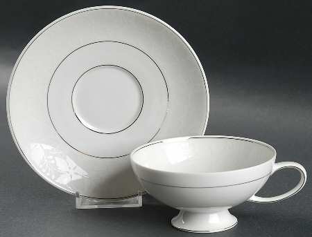 White Velvet (Platinum) Footed Cup & Saucer Set