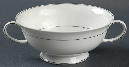 White Velvet (Platinum) Footed Cream Soup Bowl