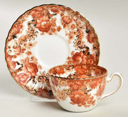 Victorian Rust Flat Demitasse Cup & Saucer Set