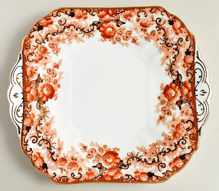 Victorian Rust Square Handled Cake Plate