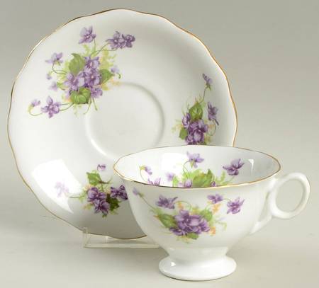 Violet (Scalloped) Footed Cup & Saucer Set