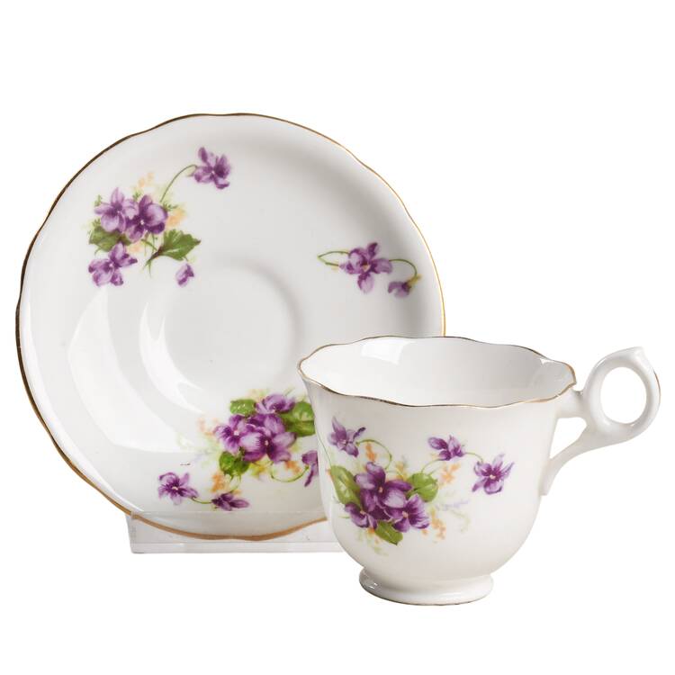 Violet (Scalloped) Footed Demitasse Cup & Saucer Set by Samuel Radford