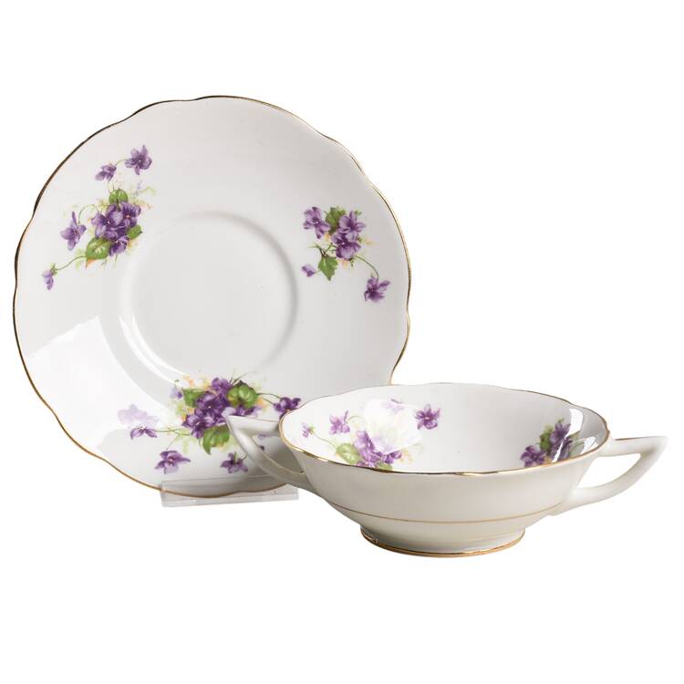 Violet (Scalloped) Footed Cream Soup Bowl & Saucer Set