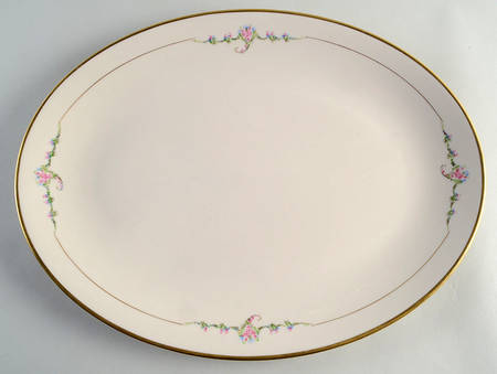 June Rose (Gold Trim) 16" Oval Serving Platter